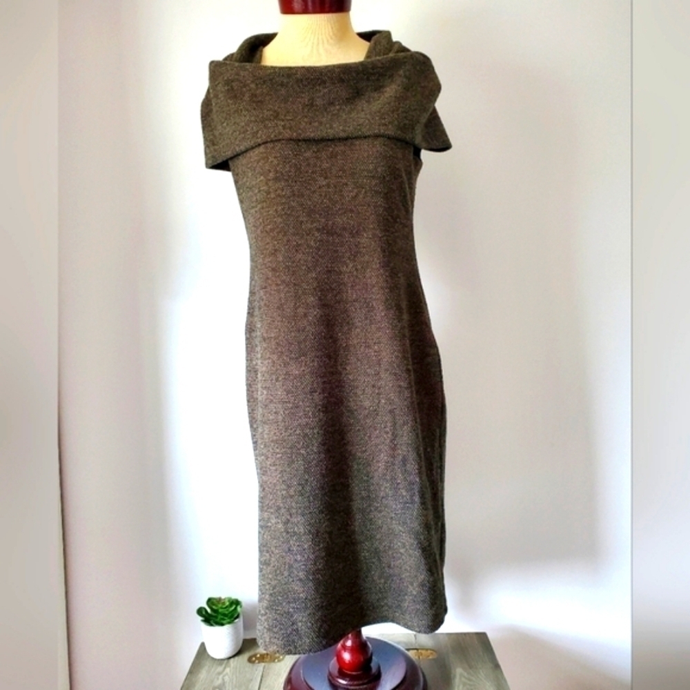 CUE  Australia brown cowl neck dress. Size 14 AUS (10 US)